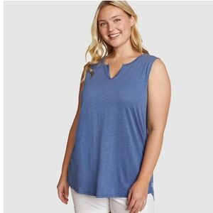 EDDIE BAUER Women's Gate Check Sleeveless Split-Neck Tunic Size M NWT